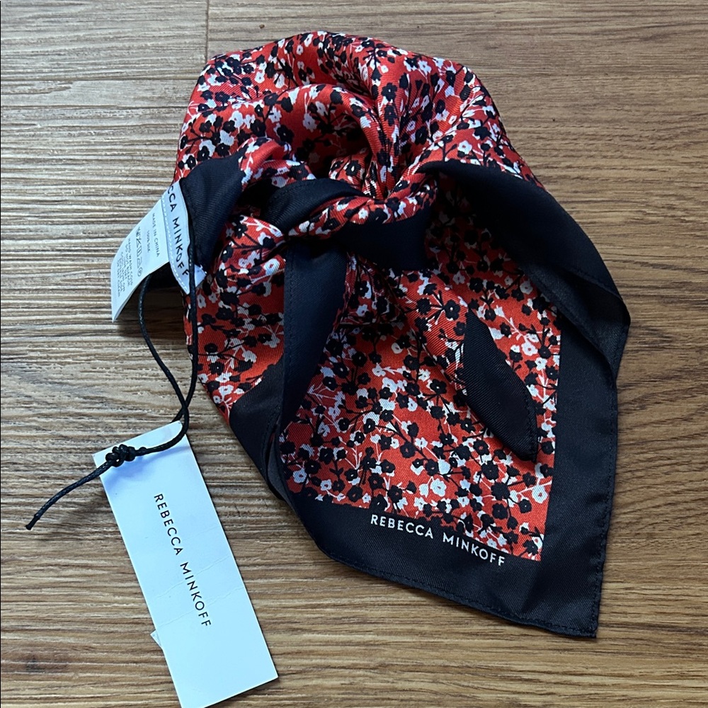 Rebecca Minkoff Red and Black Floral Mini Pop Bandana NWT